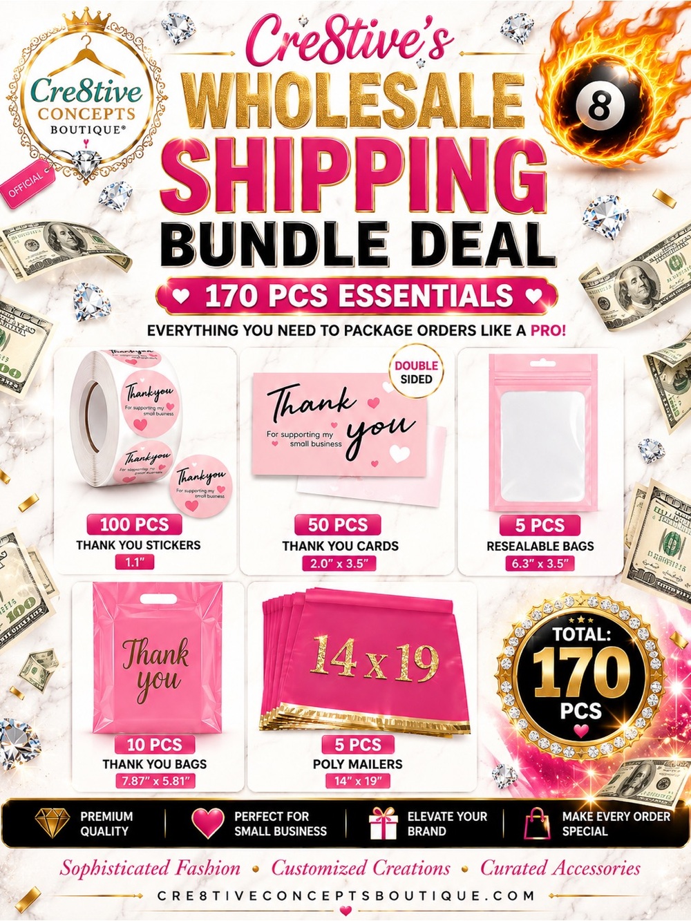 Cre8tive’s Wholesale Shipping Bundle Deal, 170 PCS Essentials-Limited Quantitie